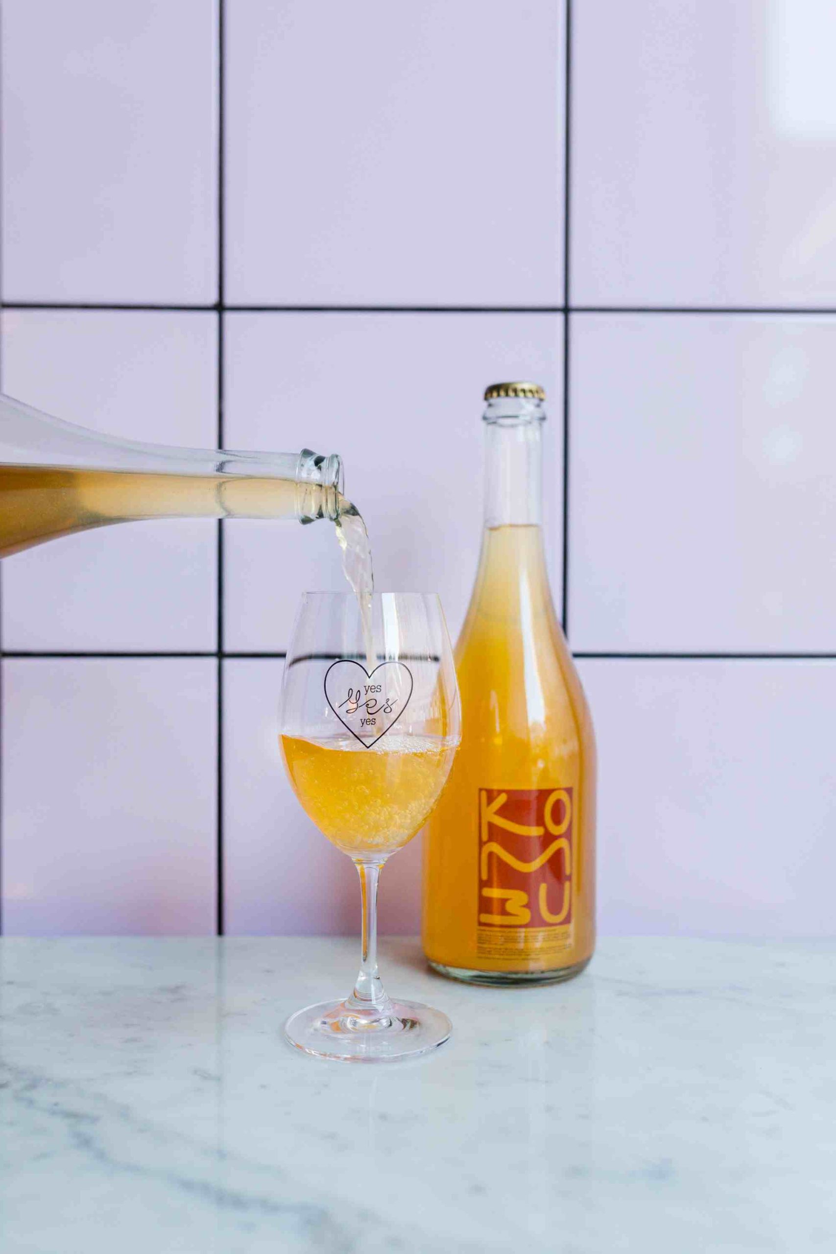 Kombu bottle and glass